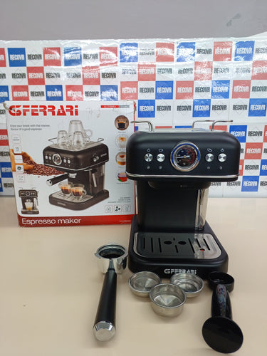 Cafetera expreso 15 bares G3 Ferrari G10188 Alchimia, , compatible con cápsulas y café molido, capuchino, 3 filtros de acero inoxidable, depósito de 1,2 l, función de espera y reposo, calienta tazas.